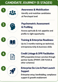 Candidate Journey — 5 stages from awareness and mobilisation to enterprise go-live and post-launch support.